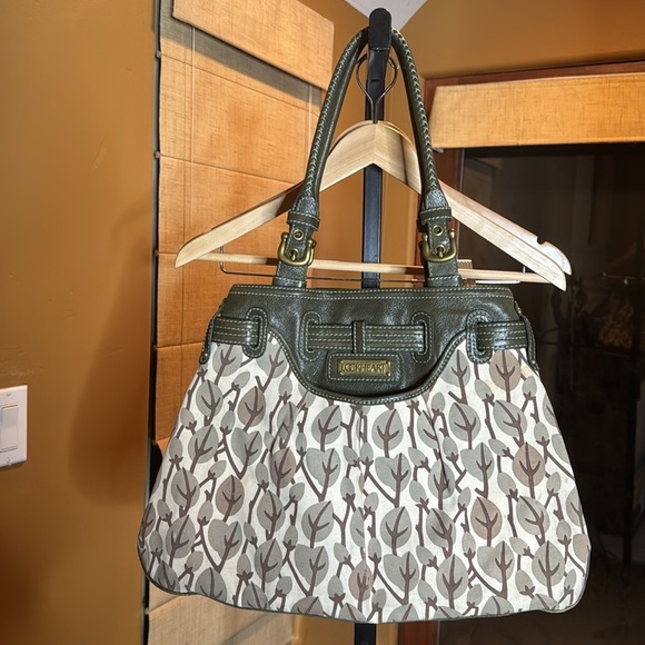 RARE Beautiful Lockheart By Brighton Green Leather Beaded Tote Bag - Picture 8 of 12